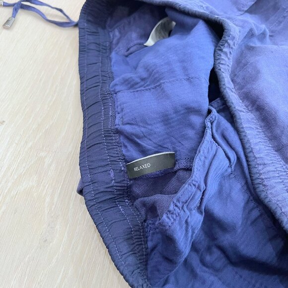 Z Zegna 100% Linen Relaxed Deep Blue Drawstring Trousers Pants - Picture 7 of 7